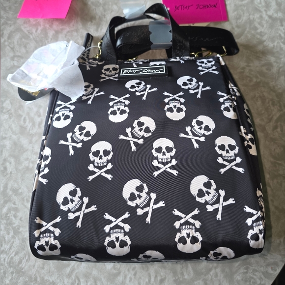 Betsey Johnson Black and White Skull Tote - Picture 2 of 2
